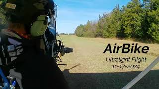 AirBike Ultralight takeoff grass strip 11172024 [upl. by Jobye]