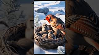 quotColorful Redpoll Family in the Arctic Nest  Heartwarming Winter Scenequot viral birdsinmotion05 [upl. by Leunad]