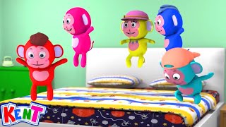 Five Crazy Monkeys Jumping On The Bed  More Kids Songs By Kent The Elephant [upl. by Tedmund]