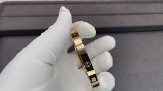 Custom Made Cartier Love Bangle Bracelet 18K Real Gold With Four Diamonds [upl. by Anatnom]