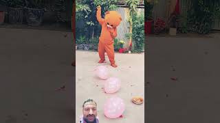 Teddy bear popping balloons challenge by using school bag😂🥰 shortsballoon balloonpopfanny fyp [upl. by Maritsa]