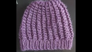 HOW TO KNIT A PRETTY AND EASY HAT [upl. by Nailuj]