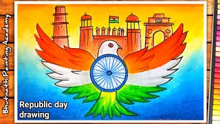 republic day drawing for competition26th January gantantra diwas drawing color [upl. by Eigla]