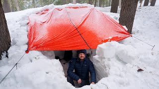 Camping in a Deep Snow Shelter [upl. by Bonucci]