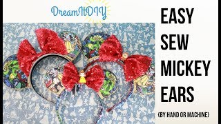 Easy Sew Mickey Ears Beauty and the Beast Inspired  Adult and Kids Sizes [upl. by Asil760]