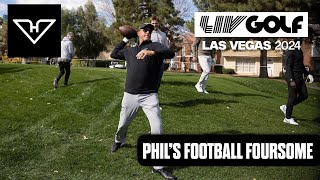 Phils Football Foursome Mickelson Takes on QB Challenge  LIV Golf Las Vegas [upl. by Tillo421]