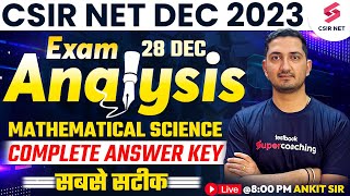 CSIR NET Dec 2023  Mathematical Science  Detailed Exam Analysis with Answer Key  Ankit Sir csir [upl. by Anairuy338]