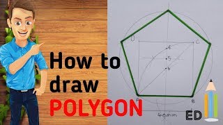 How to draw PENTAGON by general method engineering drawing [upl. by Sokul]