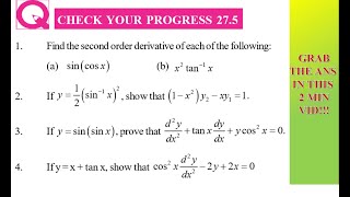 DIFFERENTIATION OF TRIGONOMETRIC FUNCTIONSEXERCISE275NIOS SR SEC MATHS311A SOLUTION KIT [upl. by Hannazus258]