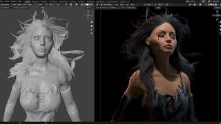 Realistic Horror Female Portrait Sculpt  Blender 42 [upl. by Rosalinda]