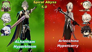 50 C0 ALhaitham Hyperbloom amp C0 Arlecchino Hypercarry Spiral Abyss Floor 12 Full StarF2P [upl. by Yerhpmuh]