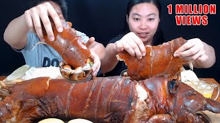 WHOLE LECHON BABOY MUKBANG with VERY CRISPY SKIN collab with kinglymhar [upl. by Brubaker558]