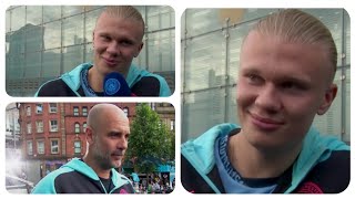 Pep Guardiola and Erling Haaland interview to Manchester City fans [upl. by Namya]