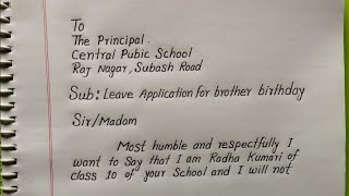 Leave Application For Brother Birthday  letter Writing On Brother birthday Leave [upl. by Air]