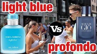 DolceampGabbana light blue eau intense vs Acqua di Gio profondo with JEREMY FRAGRANCE  fragrance test [upl. by Patrich]