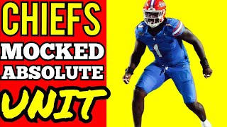 ABSOLUTE UNIT MOCKED TO KC 2025 NFL MOCK DRAFT Kansas City Chiefs News Today [upl. by Jobey134]