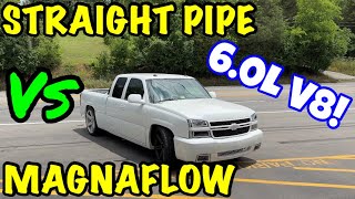 Chevy Silverado SS 60L V8 Magnaflow vs Straight Pipe [upl. by Twyla500]