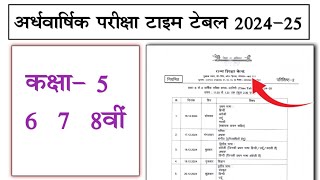 ardhvaarshik Pariksha time table 202425  ardhvaarshik Pariksha time table Kaksha 8 अर्धवार्षिक [upl. by Regor]