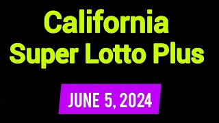 California SuperLotto Plus Winning Numbers June 5 2024  CA SuperLotto Plus Wednesday [upl. by Nnairahs573]