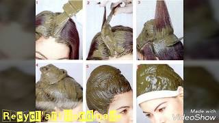 صبغة الشعر الطبيعية بالحناء والكركديه لون ارجواني ولامع بلا شيب Hennè natural coloration hair [upl. by Enomar]