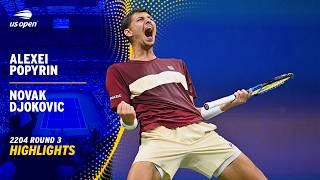 Alexei Popyrin vs Novak Djokovic Highlights  2024 US Open Round 3 [upl. by Sivad]