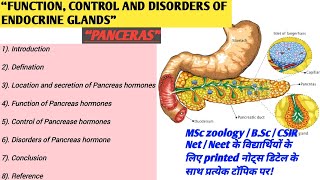 Pancreas  Pancrease Gland Hormone  Function control and disorders of pancerasPancreas hormones [upl. by Dusen]