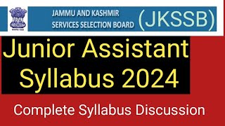 JKSSB Junior Assistant Syllabus 2024  JKSSB Jr Assistant Syllabus new 2024  jkssb jr assistant [upl. by Adlesirc]