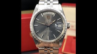 Vintage Rolex Tudor 94510 DayDate Gray dial 1988 box amp Papers Awad Watches [upl. by Arrat]