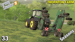 CLEARING TREES AROUND THE GRASS FIELDS Thornton Farm Timelapse  FS19 Ep 33 [upl. by Elletsirk]