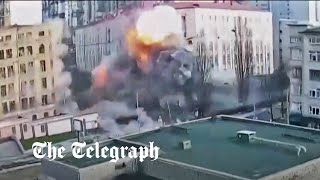 Ukraine war CCTV captures Russian missile strike on Kyiv in New Years Eve attacks [upl. by Pimbley891]