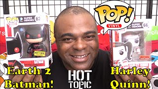 Funko Pop Vinyl EARTH 2 BATMAN amp HARLEY QUINN ROLLER DERBY Unboxing amp Review Hot Topic Exclusive [upl. by Gombach]