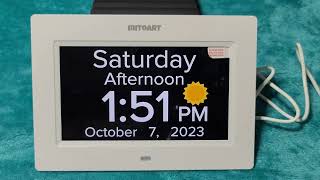 Mitoart Digital Calendar Day Alarm Clock Review IT DOUBLES AS A SMALL DIGITAL PICTURE FRAME [upl. by Neelon]