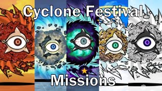 The Battle Cats  All Cyclones Festival Missions 124 [upl. by Eittod852]