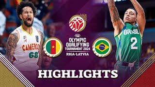 Cameroon 🇨🇲 beat Brazil 🇧🇷 in a thriller both qualify for semis  Highlights  FIBA OQT 2024 Latvia [upl. by Fraya224]