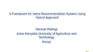 A Framework for Items Recommendation System Using Hybrid Approach [upl. by Jaime]