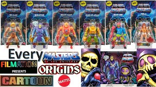 Every Mattel MOTU Origins Filmation Cartoon Action Figure Comparison List Masters of the Universe [upl. by Enimrac]