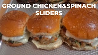 HOW TO MAKE AMAZING GROUND CHICKENampSPINACH SLIDERS [upl. by Eiramacissej]