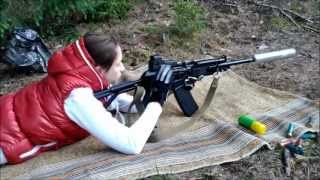 Suppressed Saiga 12 shotgun with EOTech [upl. by Mensch656]