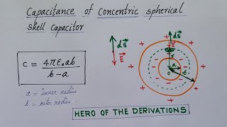 Derivation of capacitance of a concentric spherical shell capacitor • HERO OF THE DERIVATIONS [upl. by Leeda971]