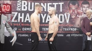 PAUL HYLAND JR v STEPHEN ORMOND  OFFICIAL WEIGH IN amp HEAD TO HEAD  BURNETT v ZHAKIYANOV [upl. by Doomham304]