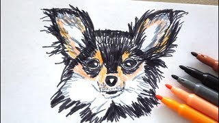 Chihuahua zeichnen lernen  Hund malen  how to draw chihuahua dog  Как Нарисовать чихуахуа [upl. by Eneles]