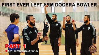 P1 First Ever Left Arm Doosra Bowler 🔴 Live cricket coaching session [upl. by Ynohtnakram]