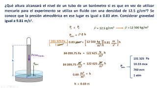 09 Presión atmosférica Ejercicio 1 barómetro de torricelli [upl. by Jens446]