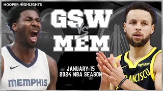 Golden State Warriors vs Memphis Grizzlies Full Game Highlights  Jan 15  2024 NBA Season [upl. by Chet]