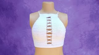 How to crochet A HALTER TOPcrochet topcrochetinginstyle [upl. by Bertsche]