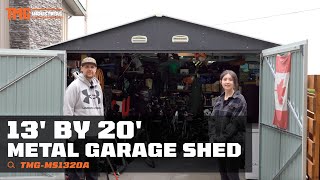 TMG Industrial 13’ x 20’ Metal Garage Shed  TMGMS1320A [upl. by Neeoma]