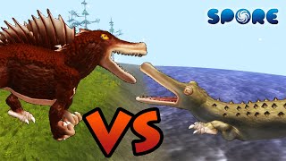 Spinosaurus vs Sarcosuchus  Dino Faceoff S2E2  SPORE [upl. by Annot648]