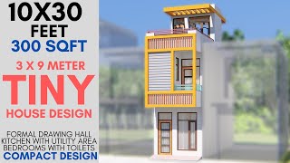 10X30 Feet 300 sqft Tiny House Design  Small House Design Ideas  Small House Plan  ID079 [upl. by Irmgard]