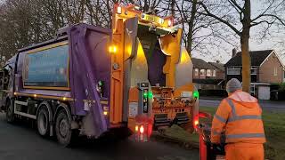 VeoliaRMBC Dennis Elite 6 Bin lorry Rotherham amp Sheffield Brown bins [upl. by Felten434]