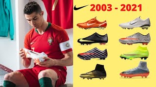 THE EVOLUTION OF CRISTIANO RONALDOS NIKE BOOTS FROM 2003 TO THE PRESENT DAY [upl. by Kahcztiy841]